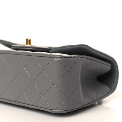 Chanel Lambskin Metal Quilted Mini Top Handle Rectangular Flap Grey 9 of 9