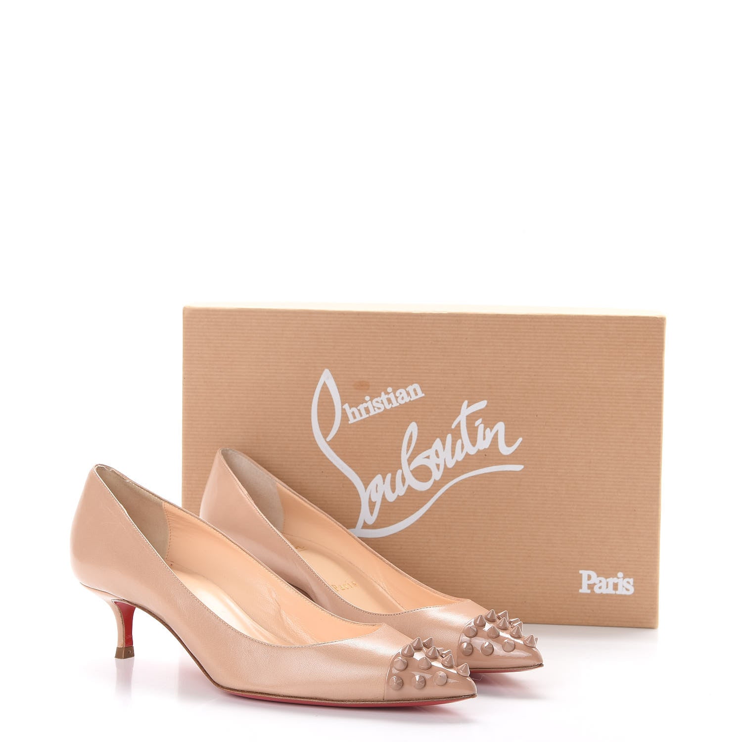 Christian Louboutin Kid Patent Geo 45 Pumps 36.5 Nude 8 of 9