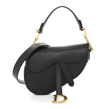 Christian Dior Grained Calfskin Mini Saddle Bag With Strap Black 1 of 13