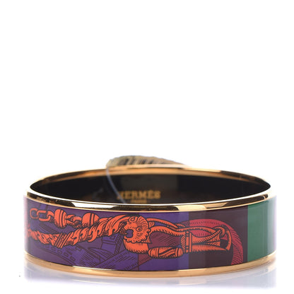 Hermes Enamel Printed Della Cavalleria Wide Bracelet 65 Cacao 1 of 4