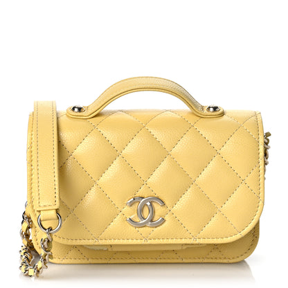 Chanel Caviar Quilted Business Affinity Clutch With Chain Flap Yellow 1 of 11