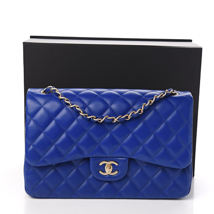 Chanel Lambskin Quilted Jumbo Double Flap Blue 10 of 10