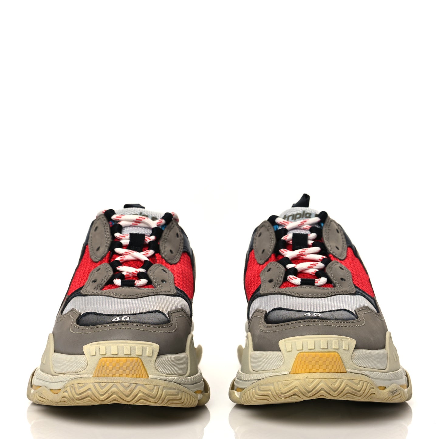 Mesh Nubuck Mens Triple S Sneakers 40 Bleu Gris Rouge