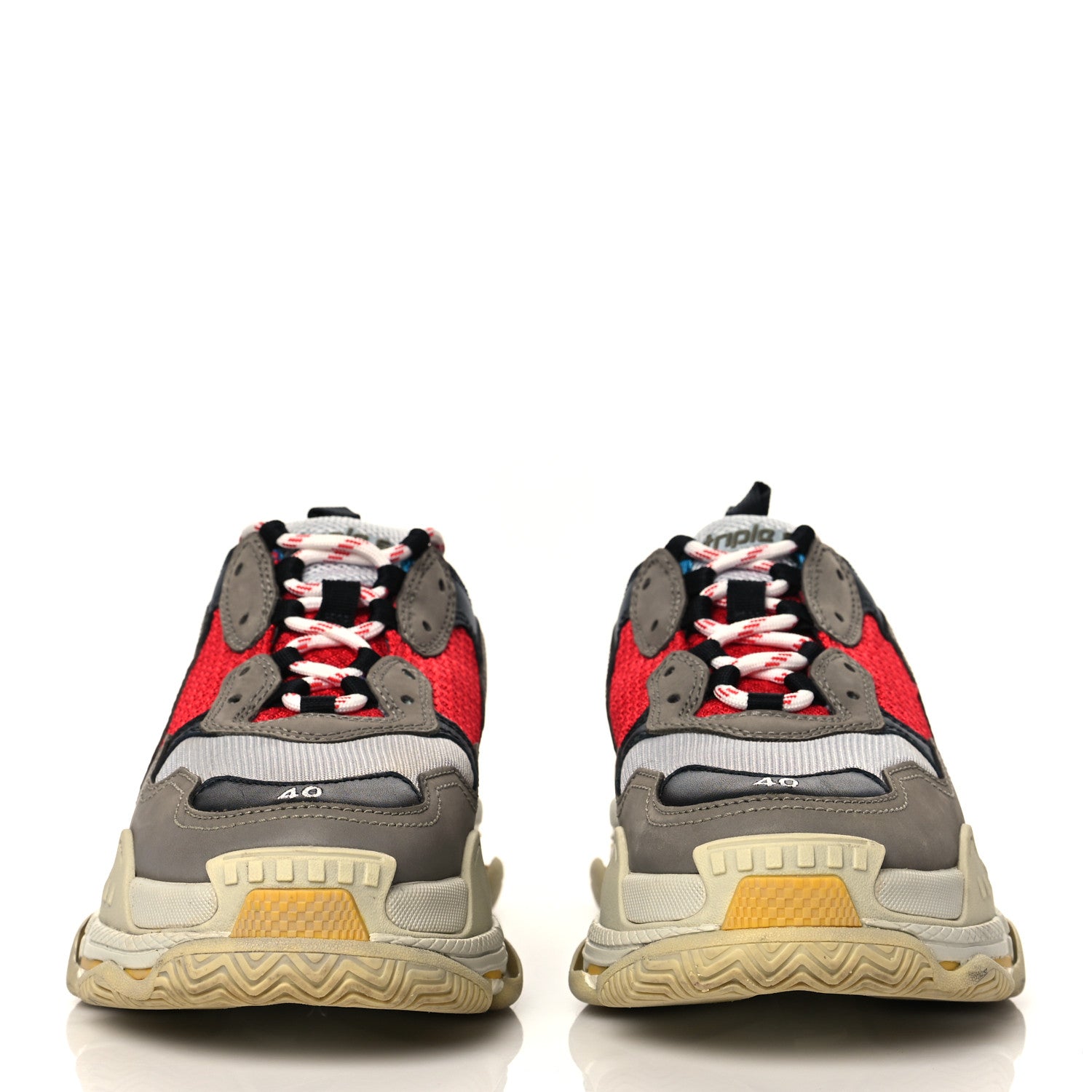 Balenciaga Mesh Nubuck Mens Triple S Sneakers 40 Bleu Gris Rouge 2 of 9