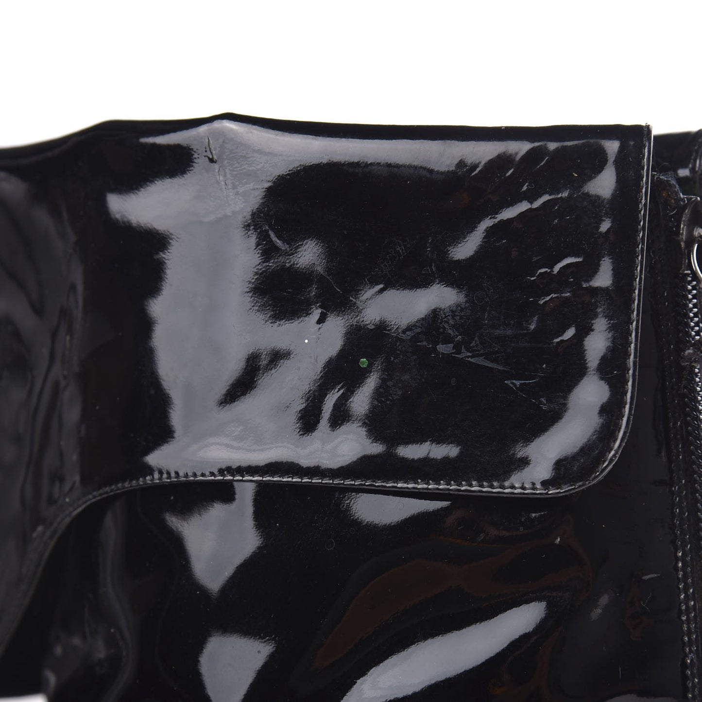 Patent Knee High Boots 38 Black