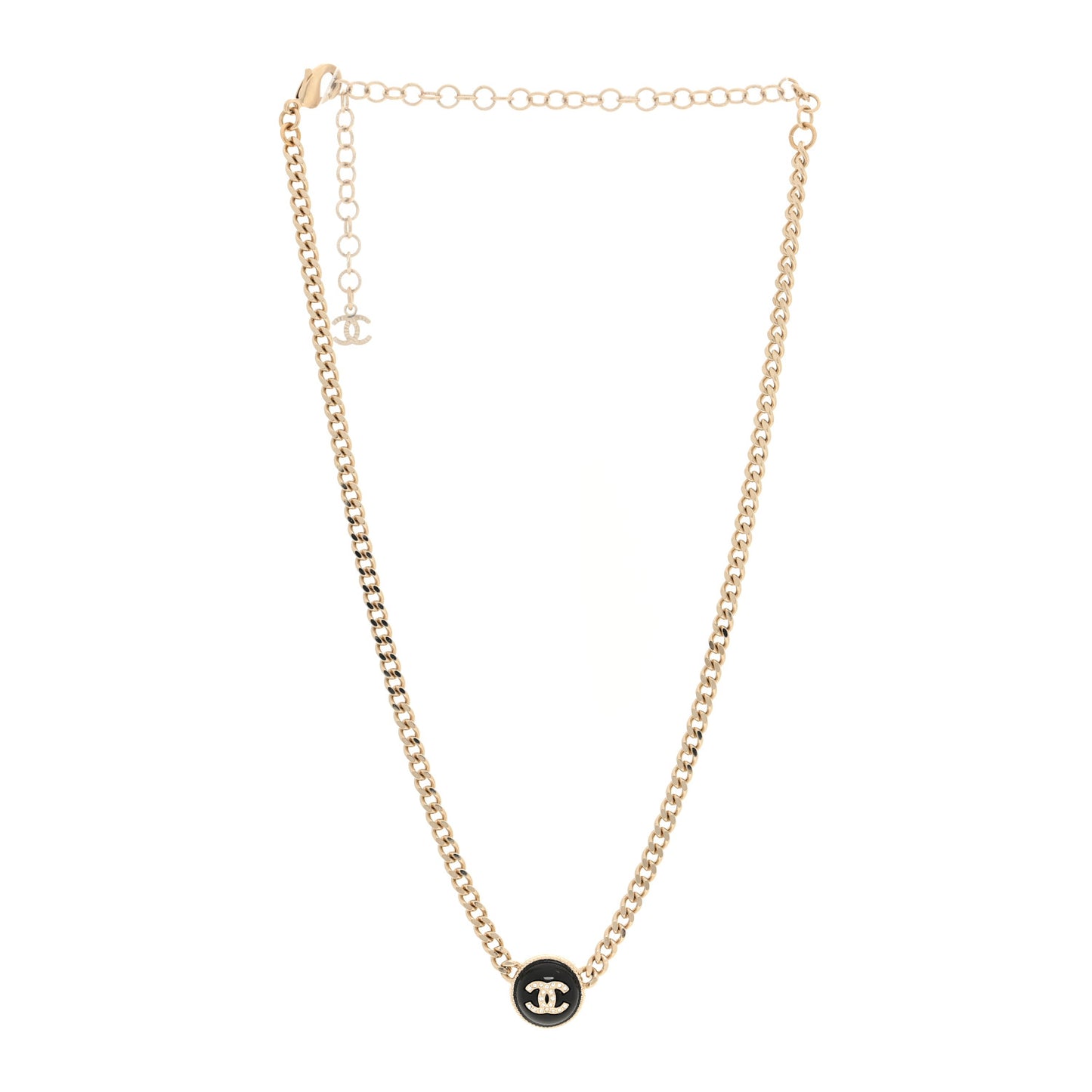 Crystal Resin CC Chain Link Short Necklace Black Gold