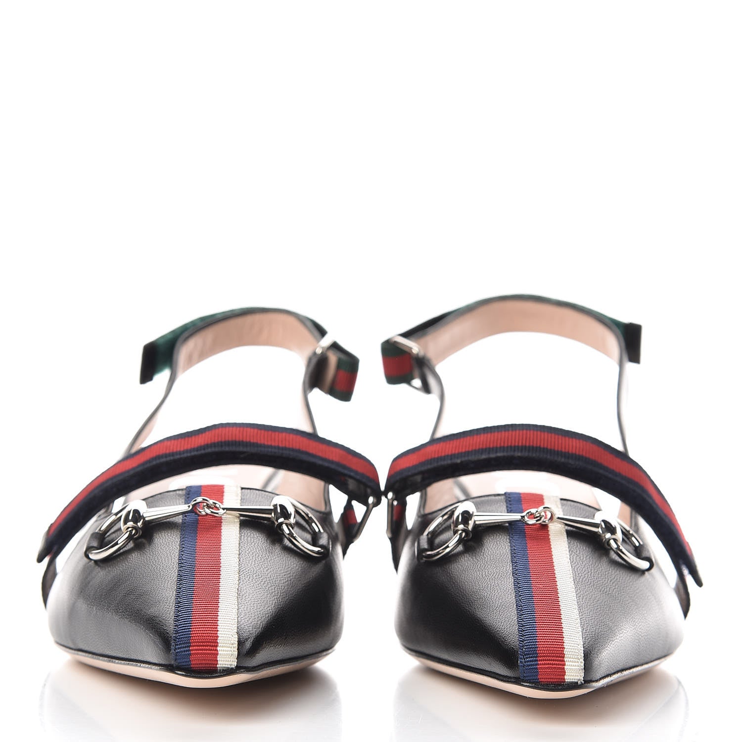 Gucci Malaga Kid Web Horsebit Low Heel Slingback Pumps 38 Black 2 of 8