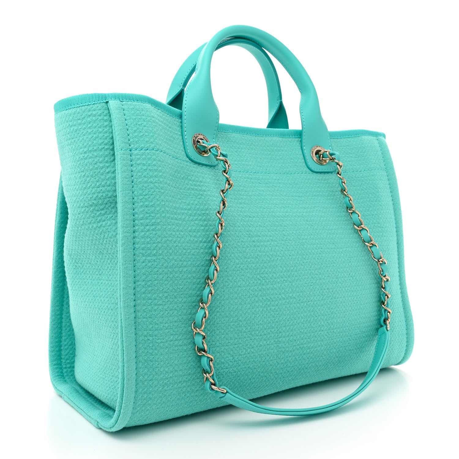 Chanel Mixed Fibers Small Deauville Tote Turquoise 4 of 12
