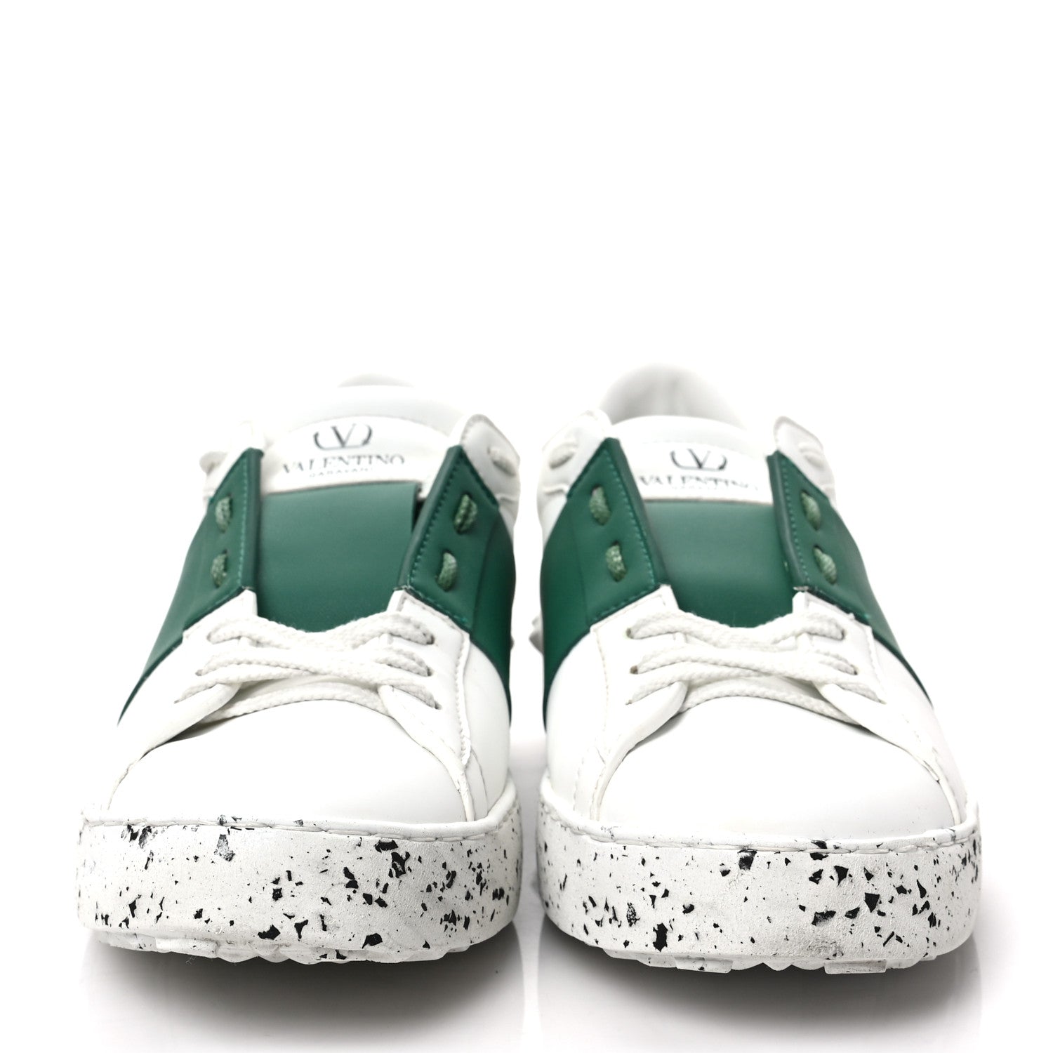 Valentino Garavani Bio-Based Vegan Leather Womens Rockstud Open for a Change Sneakers 40 White English Green 2 of 8