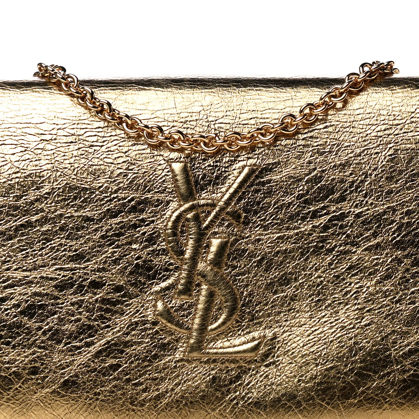 Metallic Calfskin Monogram Belle de Jour Chain Clutch Gold