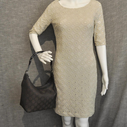 Gucci Nylon Monogram Bamboo Handle Hobo Brown 2 of 8