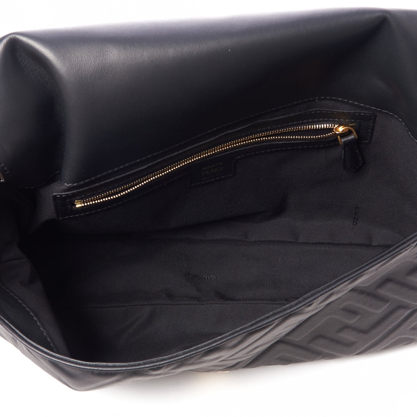 Nappa FF 1974 Embossed Large Baguette Black