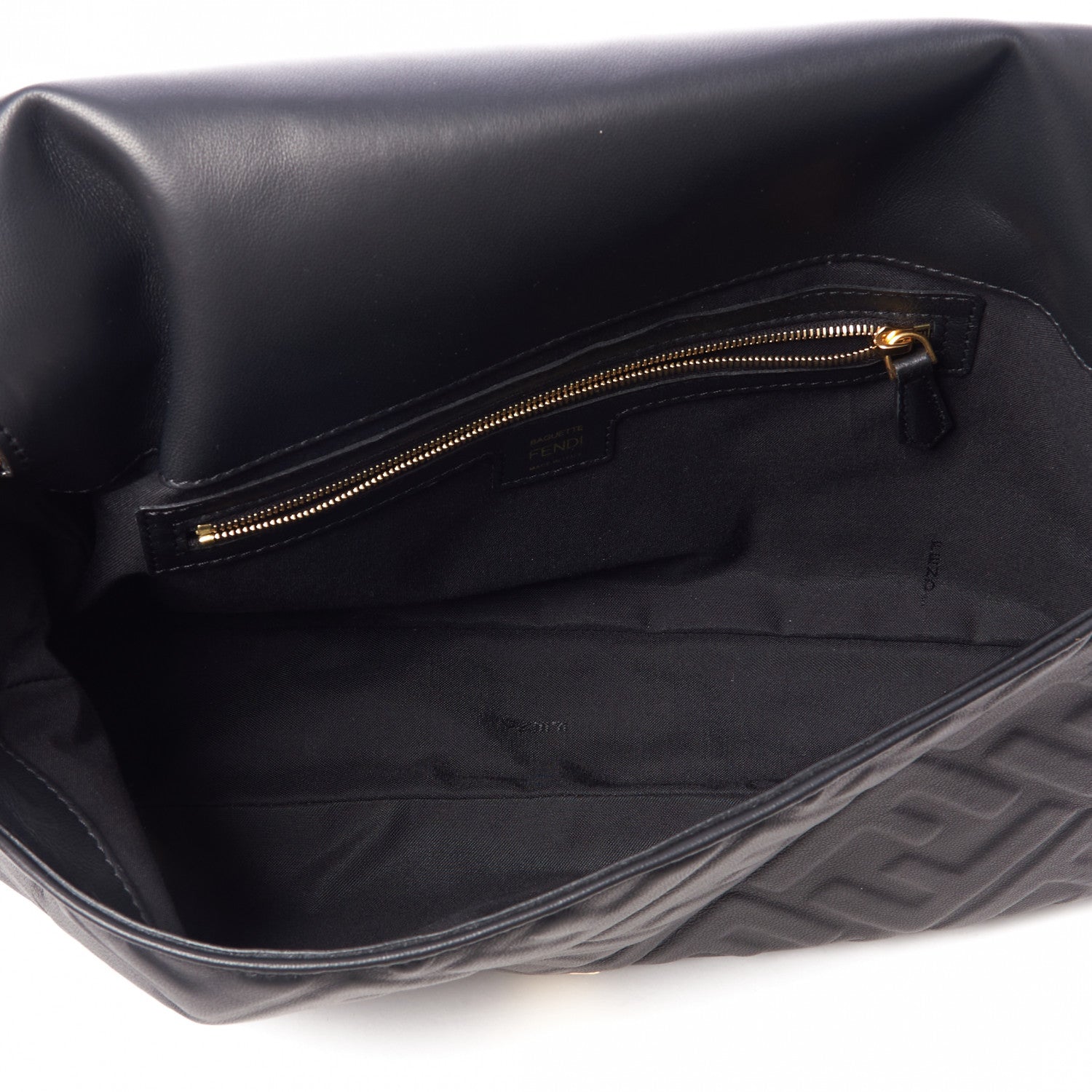 Fendi Nappa FF 1974 Embossed Large Baguette Black 7 of 8