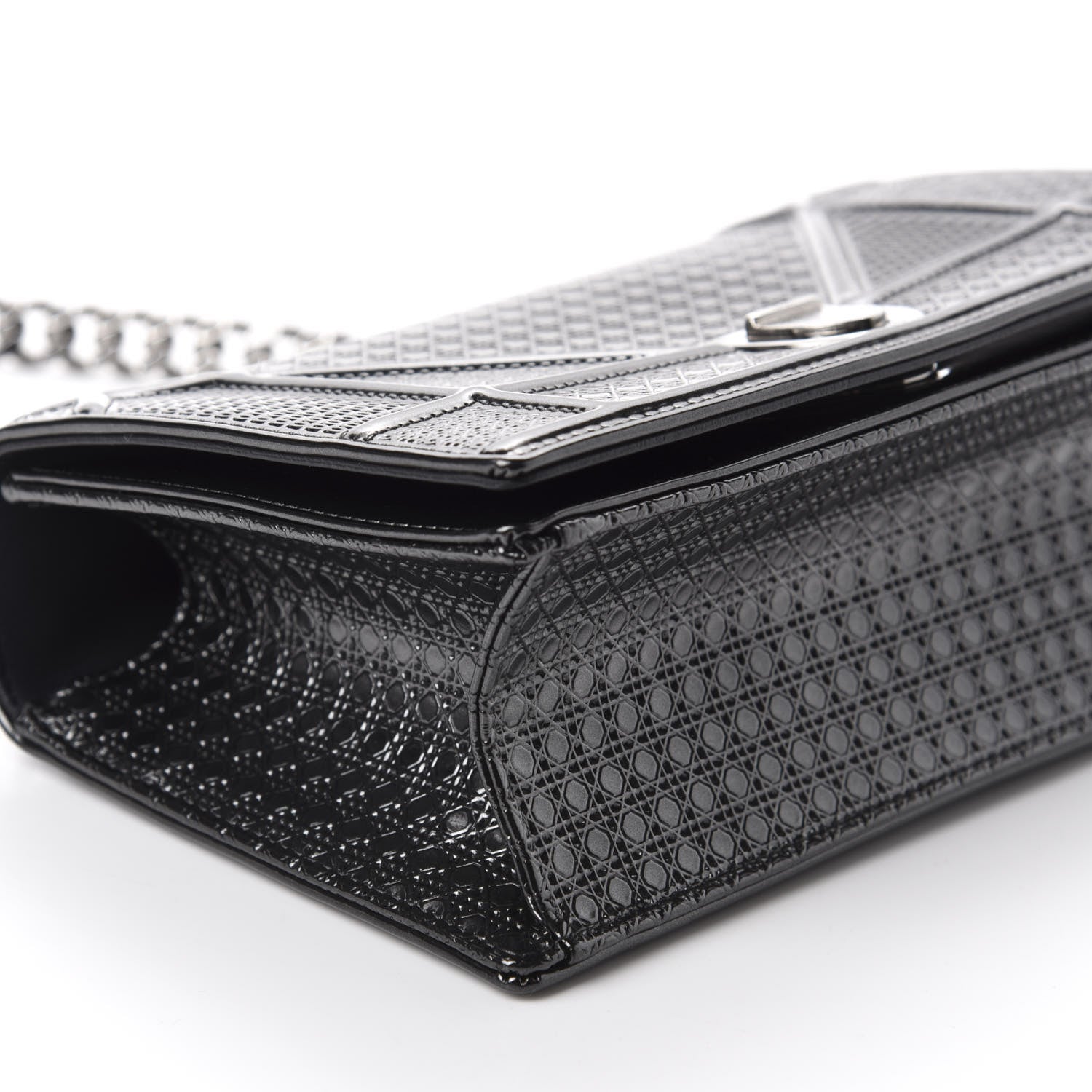 Christian Dior Metallic Patent Micro-Cannage Small Diorama Flap Bag Onyx Black 7 of 11