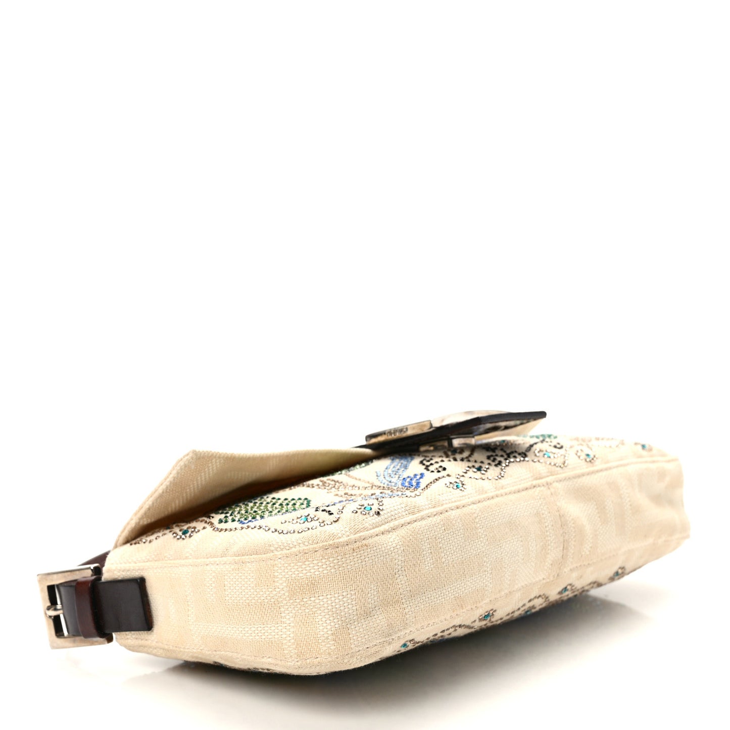 Linen Zucca Crystal Floral Beaded Baguette Beige Multicolor