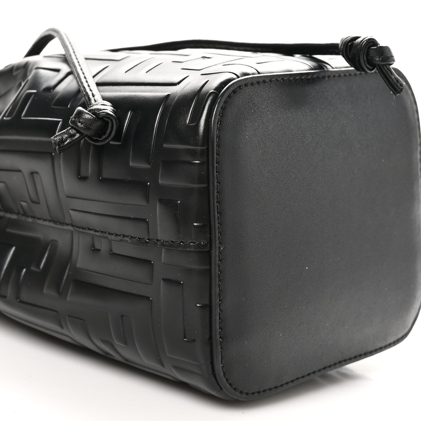 Vitello Liberty F is Fendi FF 1974 Embossed Mini Mon Tresor Bucket Bag Black