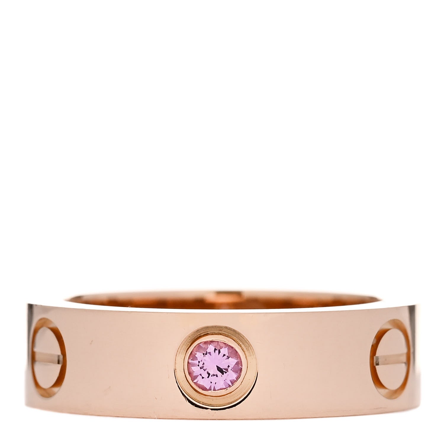 Cartier 18K Pink Gold Pink Sapphire 5.5mm LOVE Ring 53 6.5 1 of 5