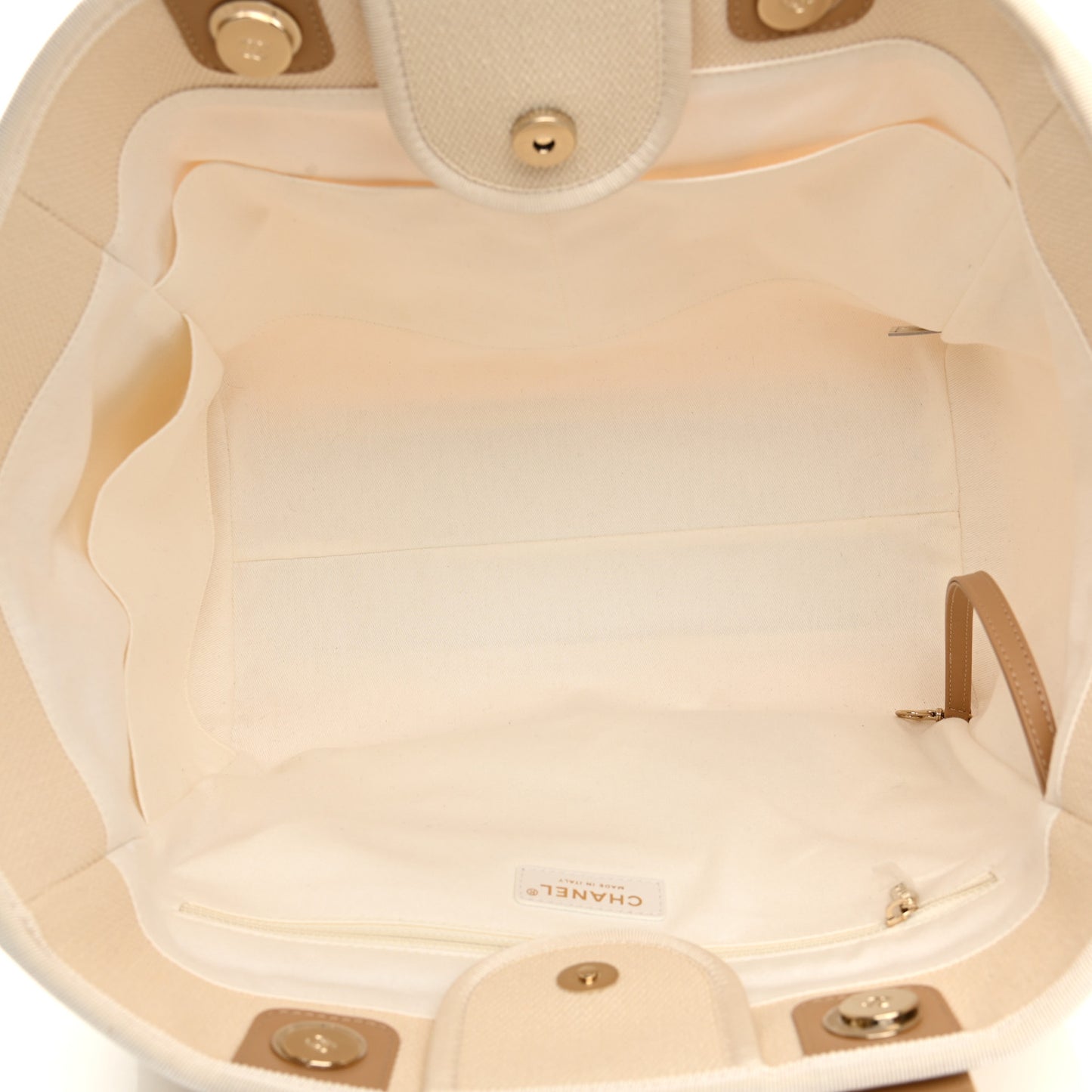 Canvas Pearl Medium Deauville Tote Ecru Beige