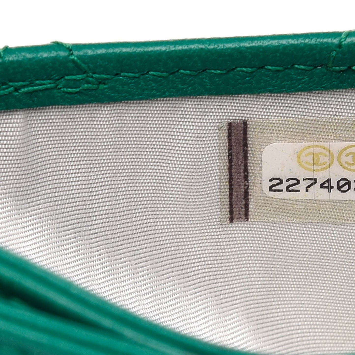 Lambskin Quilted Card Holder Green