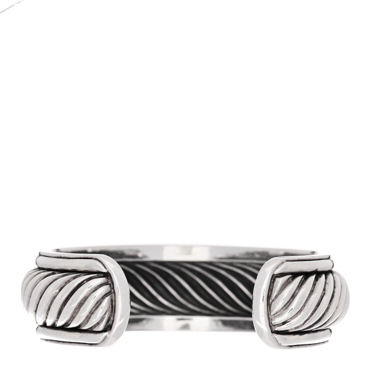 Sterling Silver Diamond 20mm Sculpted Cable Cuff Bracelet