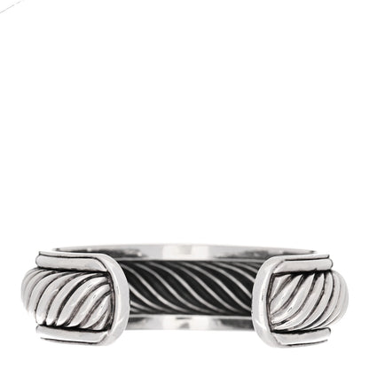 David Yurman Sterling Silver Diamond 20mm Sculpted Cable Cuff Bracelet 2 of 3
