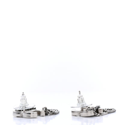 Chanel Crystal Chain CC Earrings Silver 3 of 5
