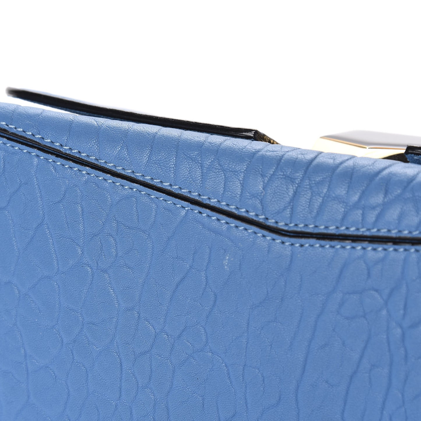 Grainy Calfskin Small Lockett Shoulder Bag Blue