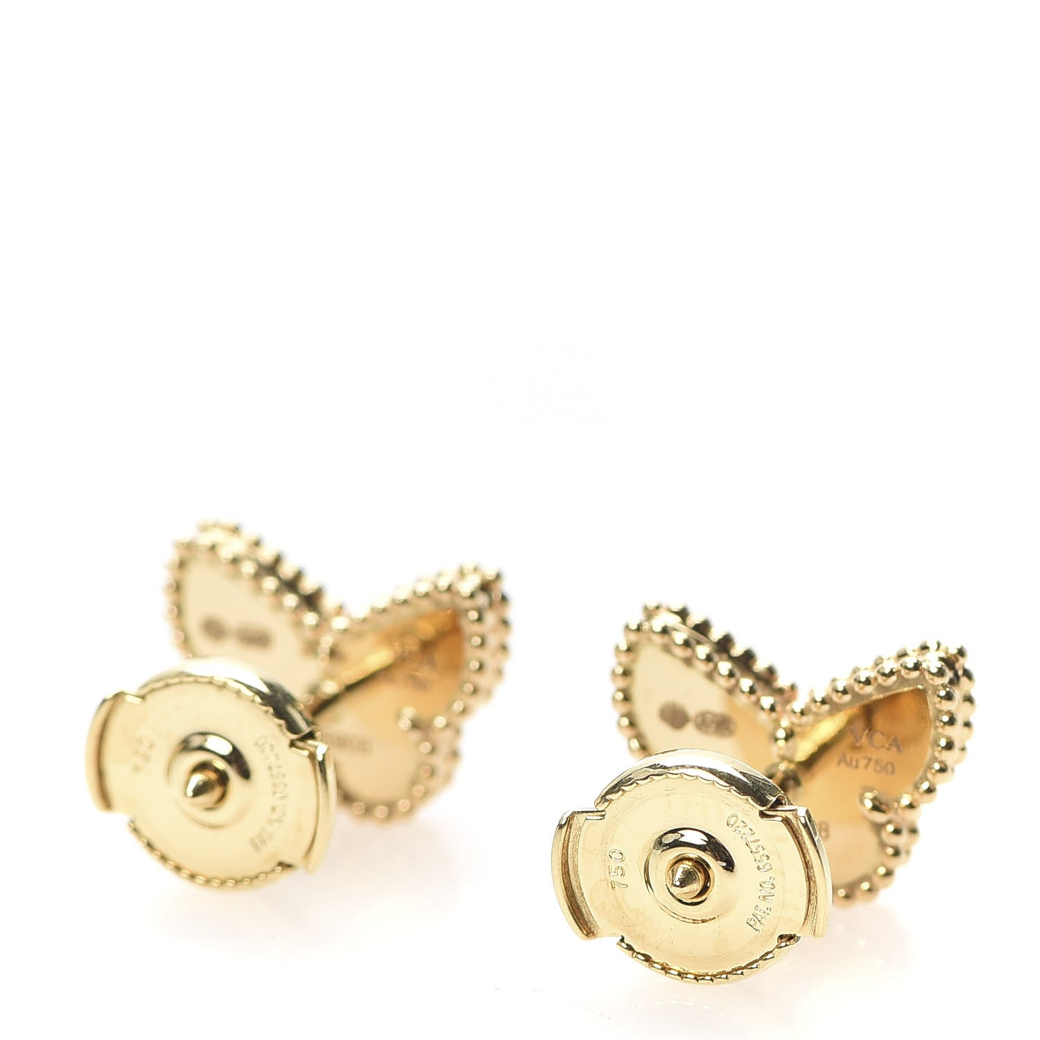 Van Cleef & Arpels 18K Yellow Gold Mother of Pearl Sweet Alhambra Butterfly Earrings 3 of 5