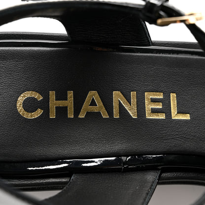 Chanel Patent Calfskin Camellia Thong Sandals 38 Black White 7 of 10