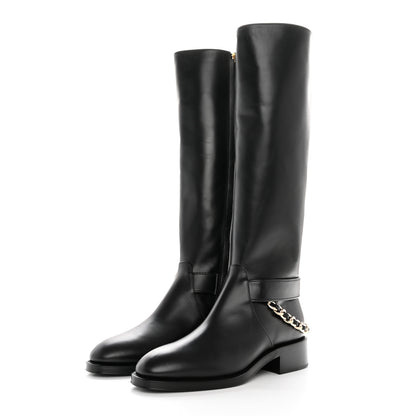 Chanel Calfskin Chain HIgh Boots 37.5 Black 3 of 13