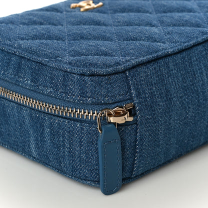 Chanel Denim Quilted CC Pearl Crush Camera Case Blue 10 of 12