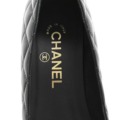 Chanel Lambskin Quilted CC Cap Toe Low Heel Pumps 38 Black 7 of 10