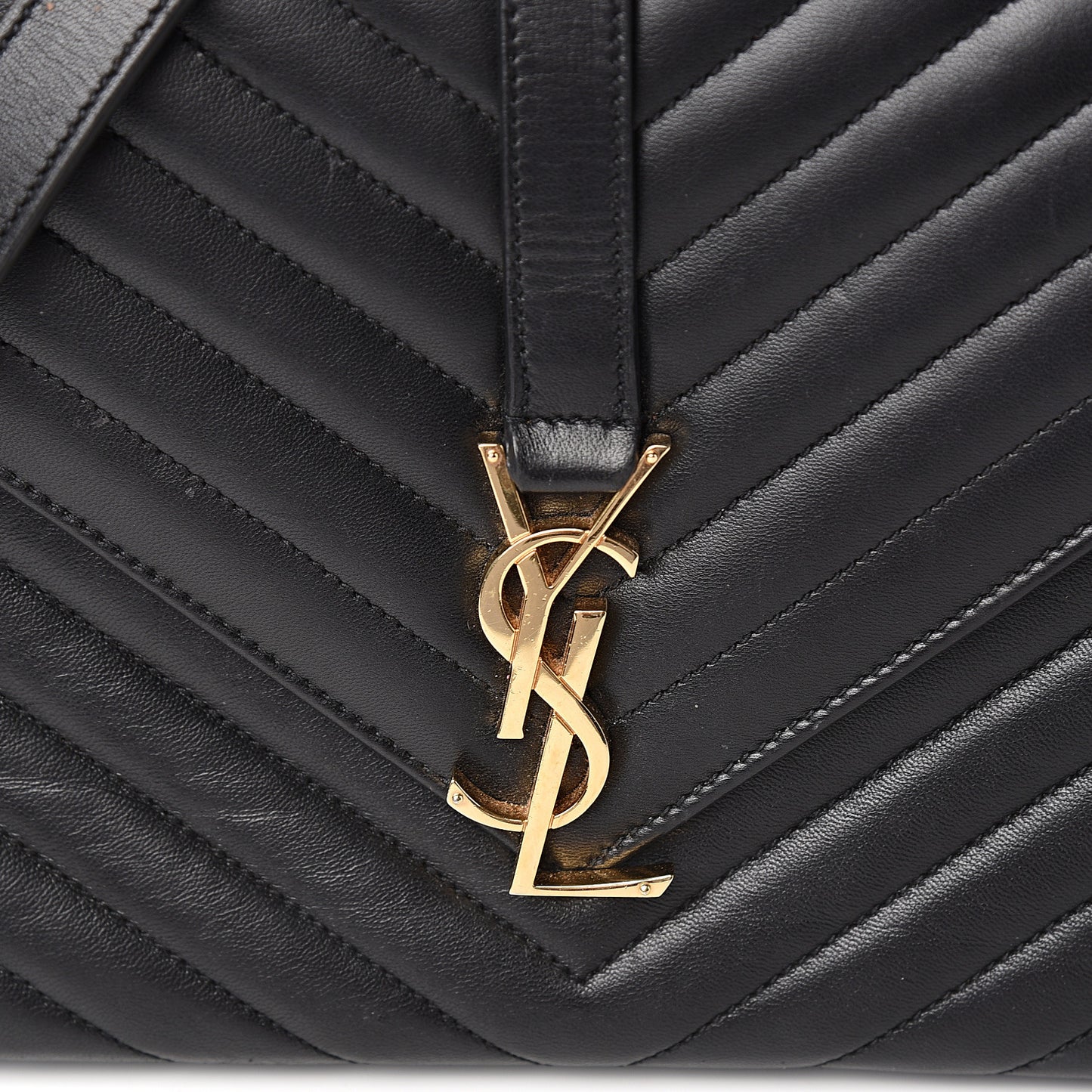 Lambskin Matelasse Chevron Medium Monogram Satchel Black
