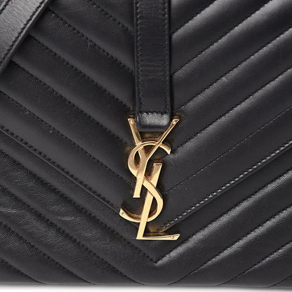 Saint Laurent Lambskin Matelasse Chevron Medium Monogram Satchel Black 10 of 10