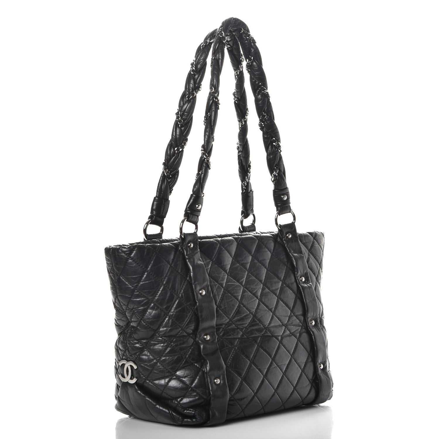 Chanel Distressed Lambskin Vintage Ligne Lady Braid Tote Black 3 of 8