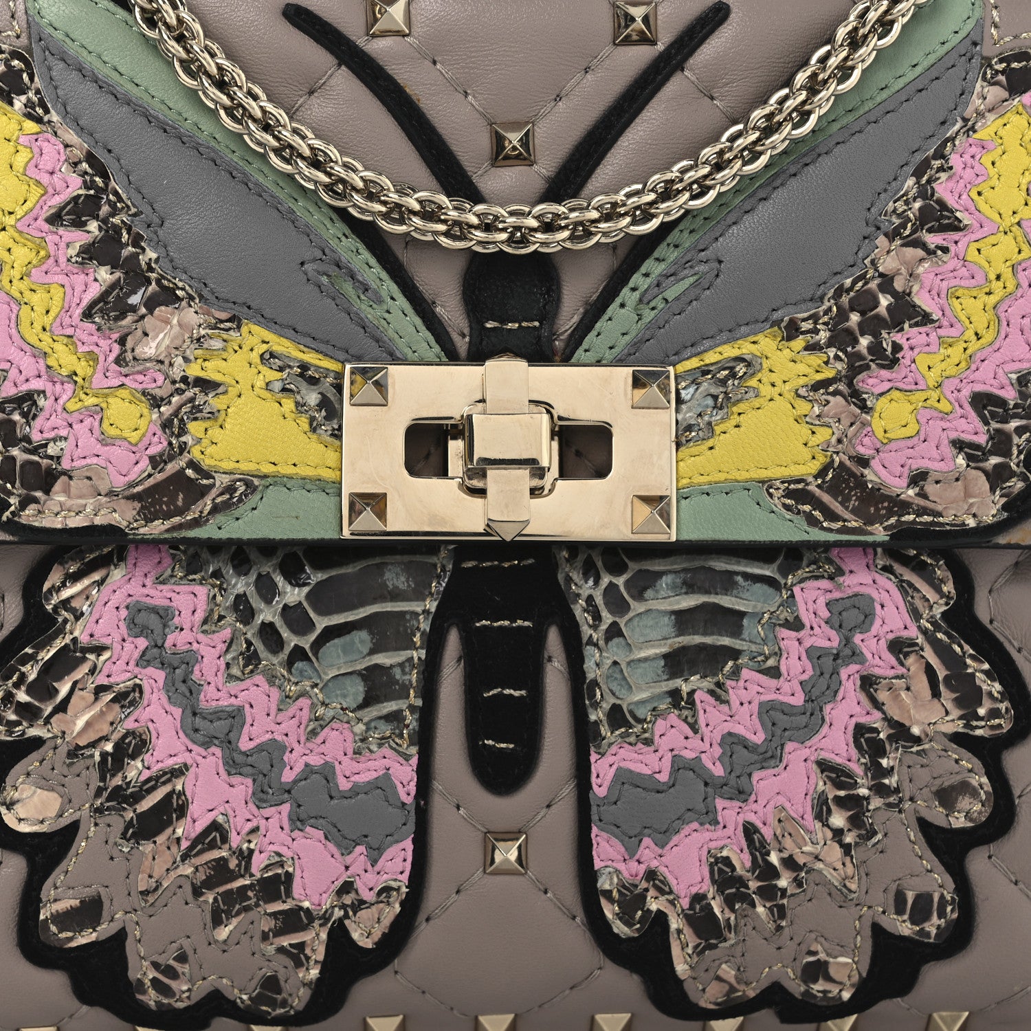 Valentino Garavani Nappa Butterfly Medium Rockstud Spike Shoulder Bag Poudre 5 of 9