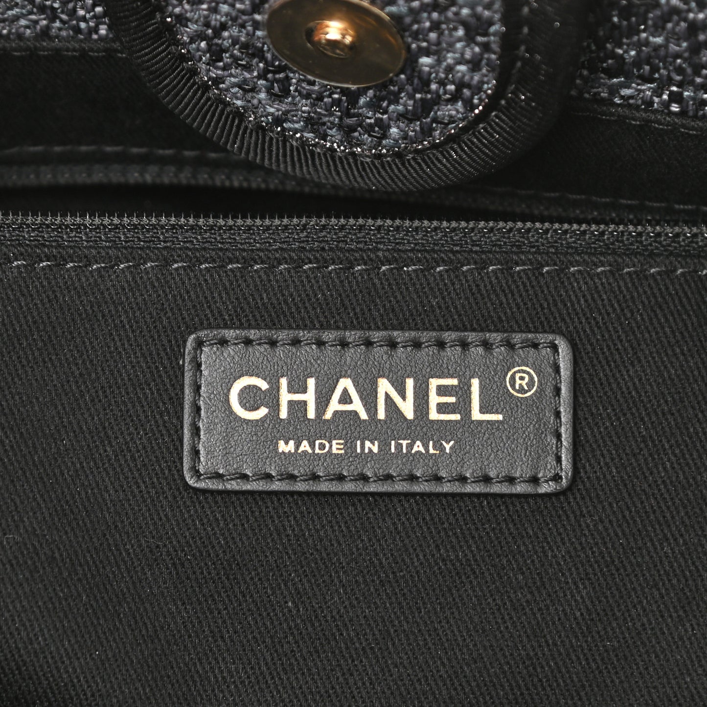 Mixed Fibers Calfskin Small Deauville Tote Black