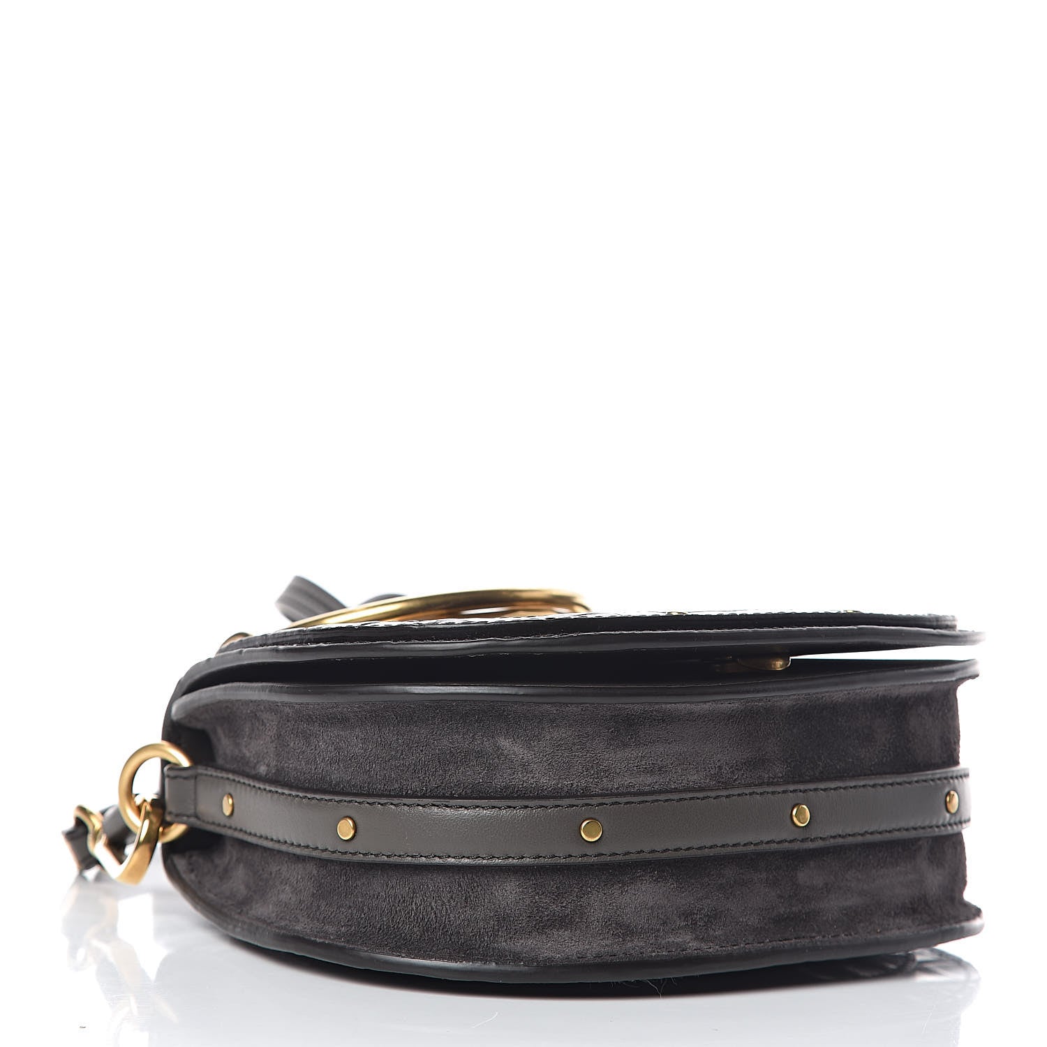 Chloe Suede Calfskin Crocodile Embossed Small Nile Bracelet Bag Profound Brown 4 of 12