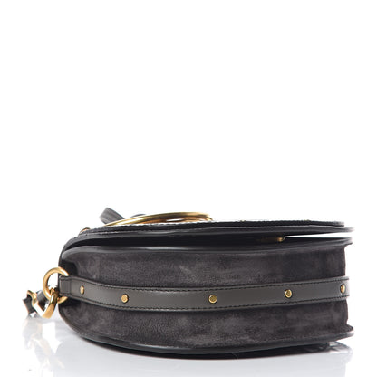 Chloe Suede Calfskin Crocodile Embossed Small Nile Bracelet Bag Profound Brown 4 of 12