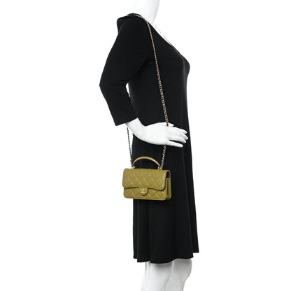 Chanel Lambskin Quilted Flap Phone Holder With Chain Green Brown 2 of 12