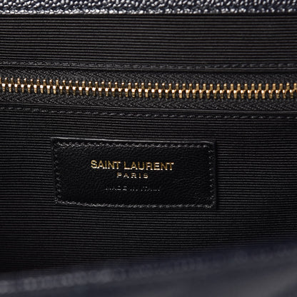 Saint Laurent Grain De Poudre Matelasse Chevron Large Monogram Satchel Midnight Blue 7 of 8