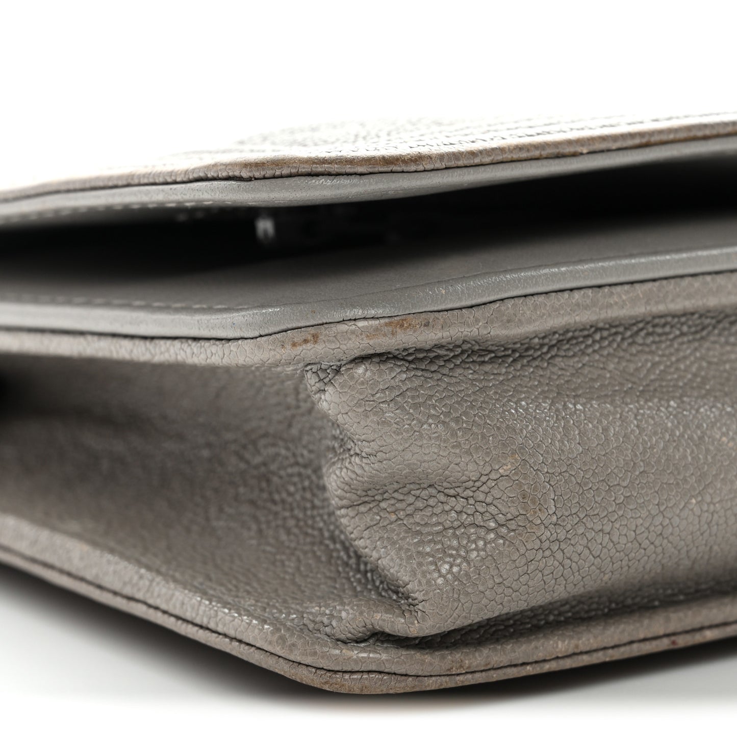 Caviar Quilted Boy Wallet On Chain WOC Grey
