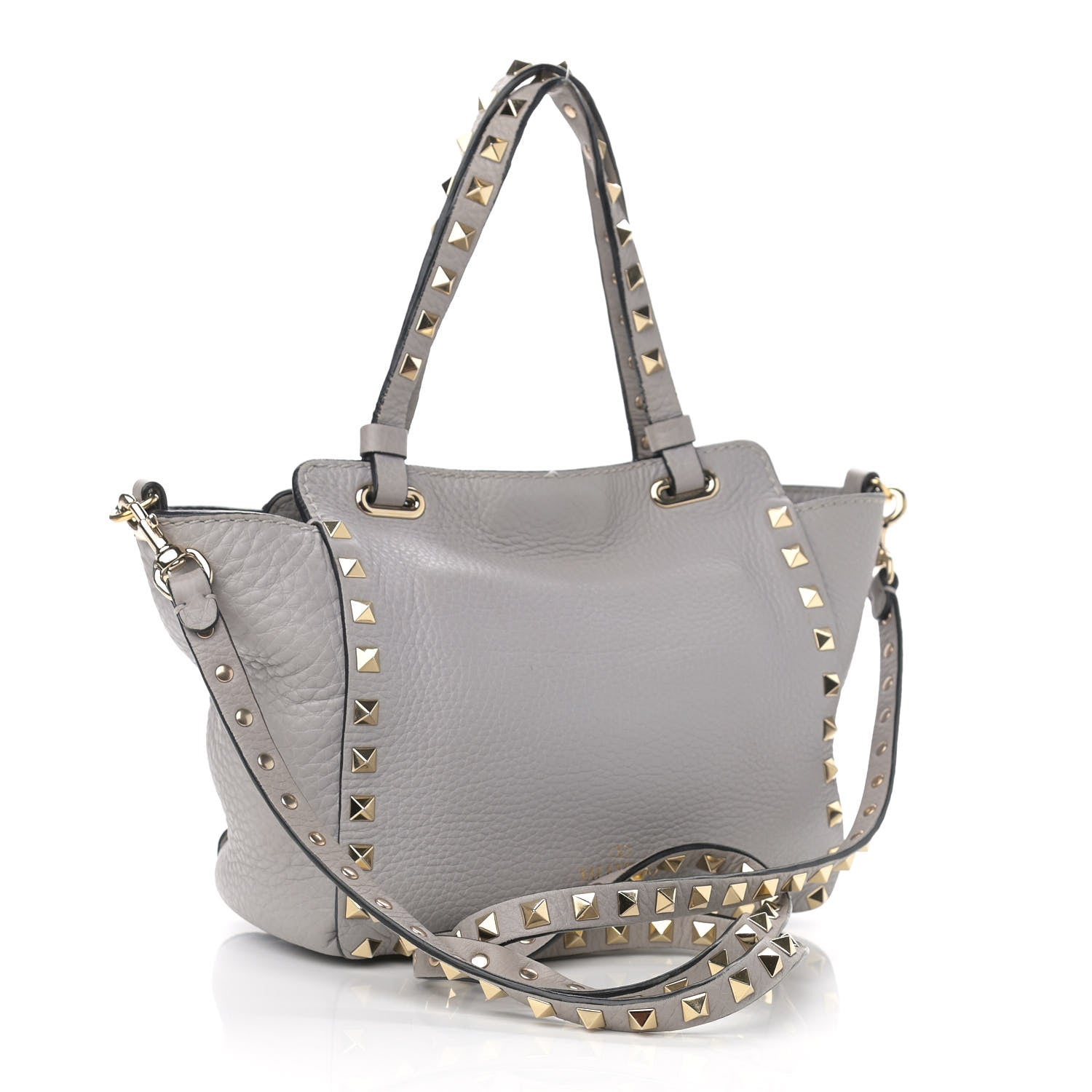 Valentino Garavani Grained Calfskin Mini Rockstud Tote Pastel Grey 3 of 10