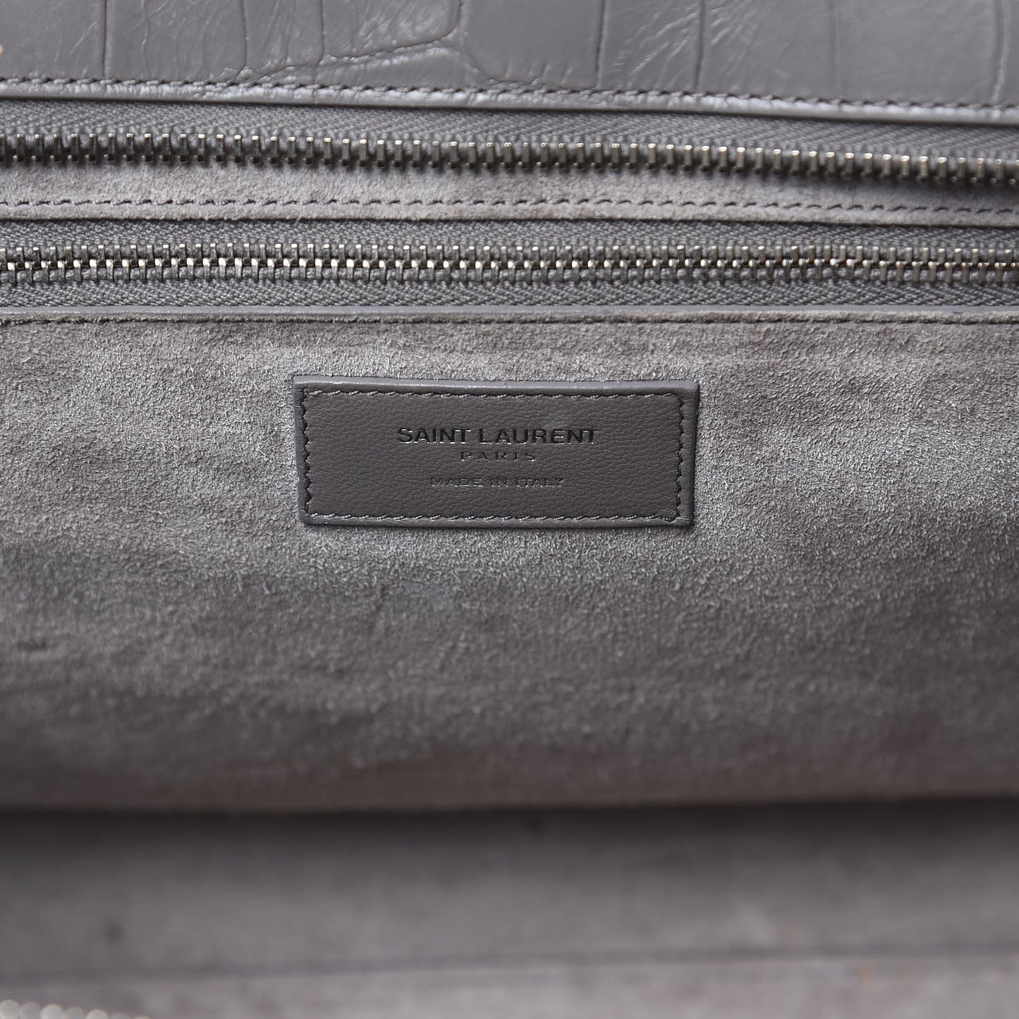 Calfskin Crocodile Embossed Medium Cabas Rive Gauche Fog
