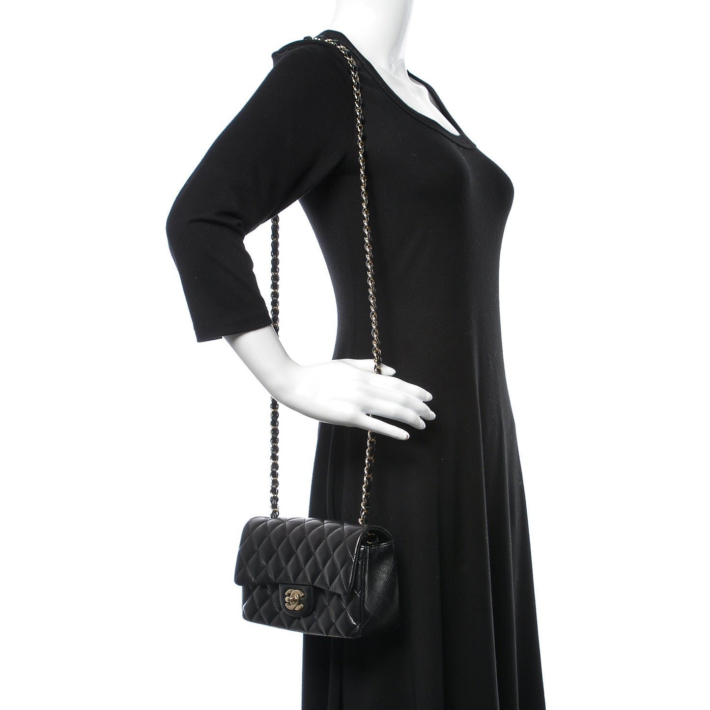 Lambskin Quilted Mini Rectangular Flap Black