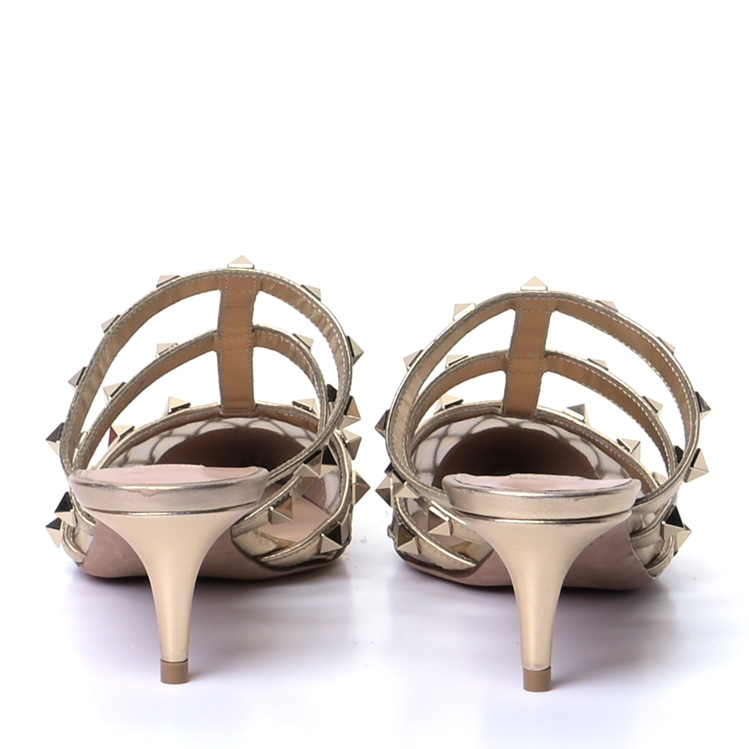 Valentino Garavani Mesh Metallic Calfskin Boudoir Rockstud 50mm Cage Mules 37.5 Skin 5 of 9