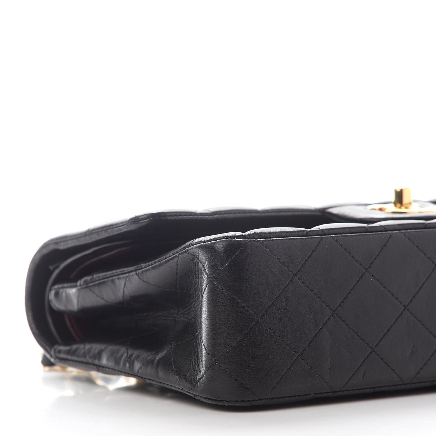 Lambskin Quilted Medium Double Flap Black