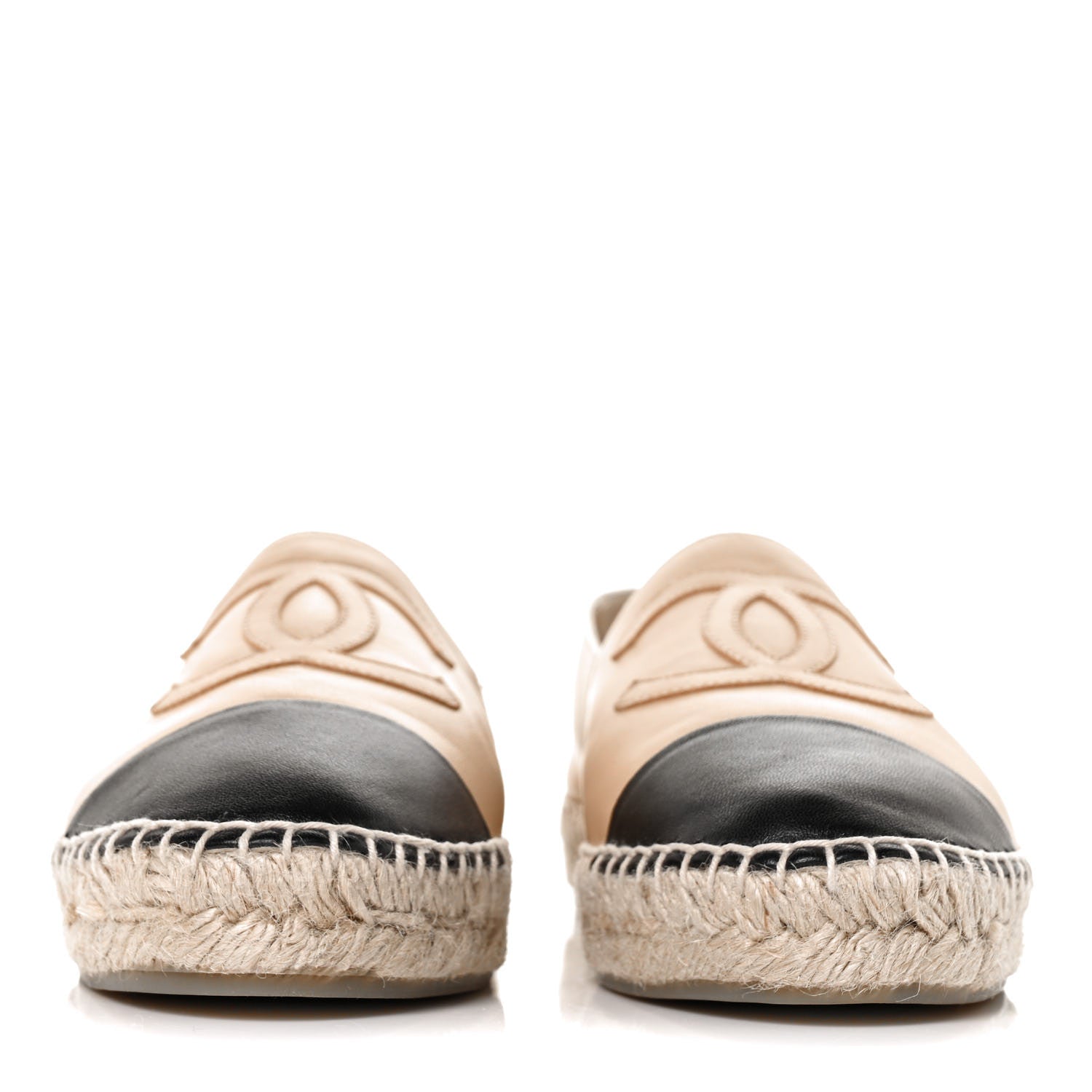 Chanel Lambskin CC Espadrilles 39 Beige Black 2 of 9