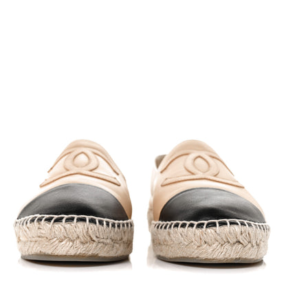 Chanel Lambskin CC Espadrilles 39 Beige Black 2 of 9