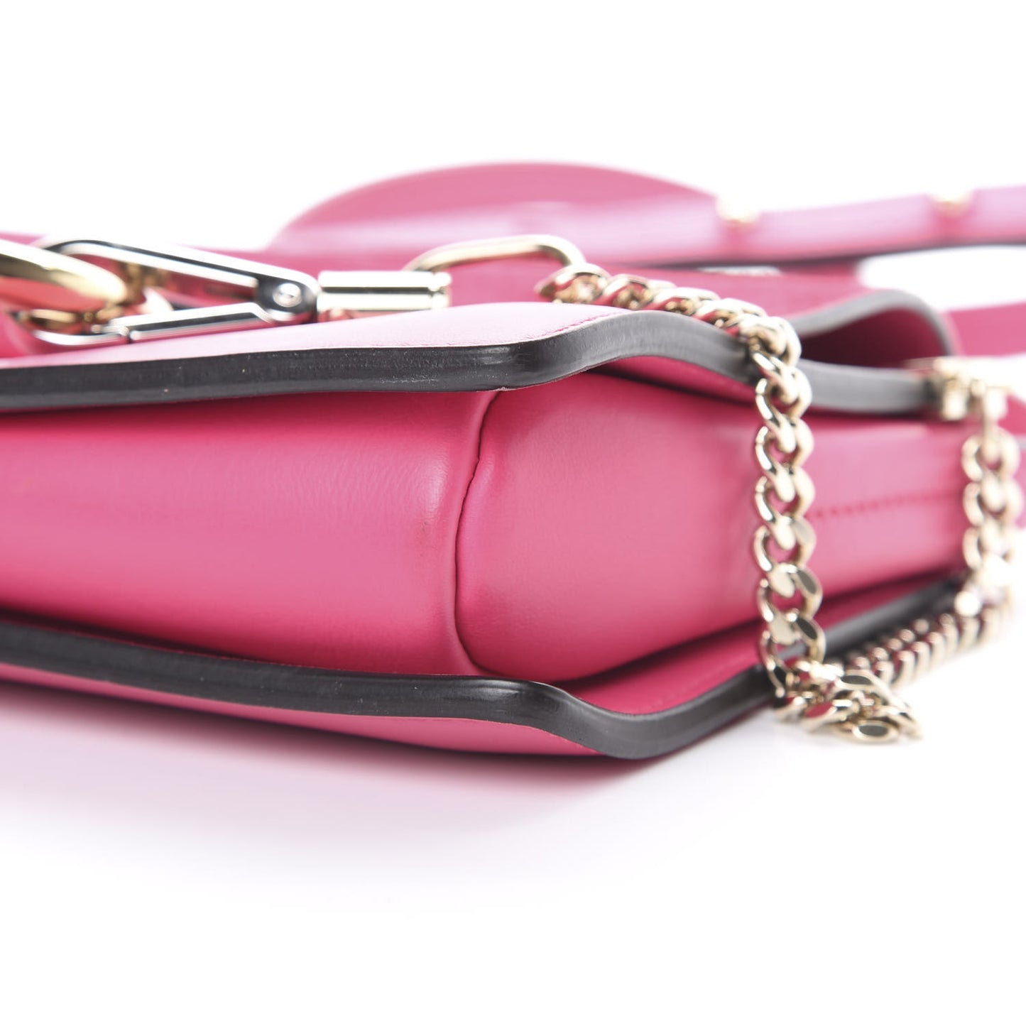 Suede Calfskin Small Faye Shoulder Bag Fuchsia Rose